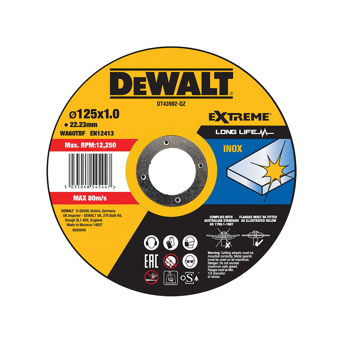 Disco abrasivi extreme taglio ACCIAIO INOX - PIATTO - DeWALT Disco abrasivi extreme taglio ACCIAIO INOX - PIATTO - DeWALT